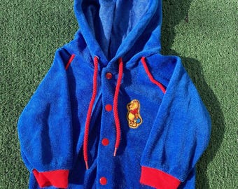 VTG 70’s Walt Disney Kubuś Puchatek Trwała- Kurtka z Weluru Prest dla Chłopców Noworodków