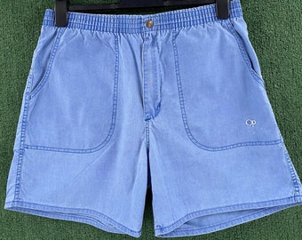 Short bleu délavé océan Pacifique OP vintage des années 90 pour homme, taille moyenne