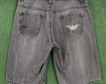 Vintage Y2K Avirex Eagle blekgrå denimshorts Jorts herrstorlek 40