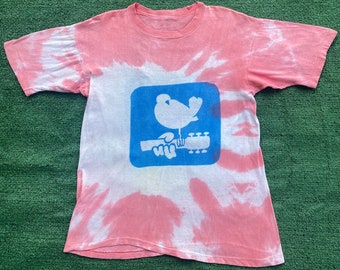 VTG 60's Woodstock Shirt Original 1969 Music Festival Tie Dye Camiseta pequeña