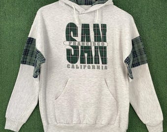 VTG San Francisco California Souvenir des années 90, sweat à capuche gris et à carreaux pour hommes, grande taille