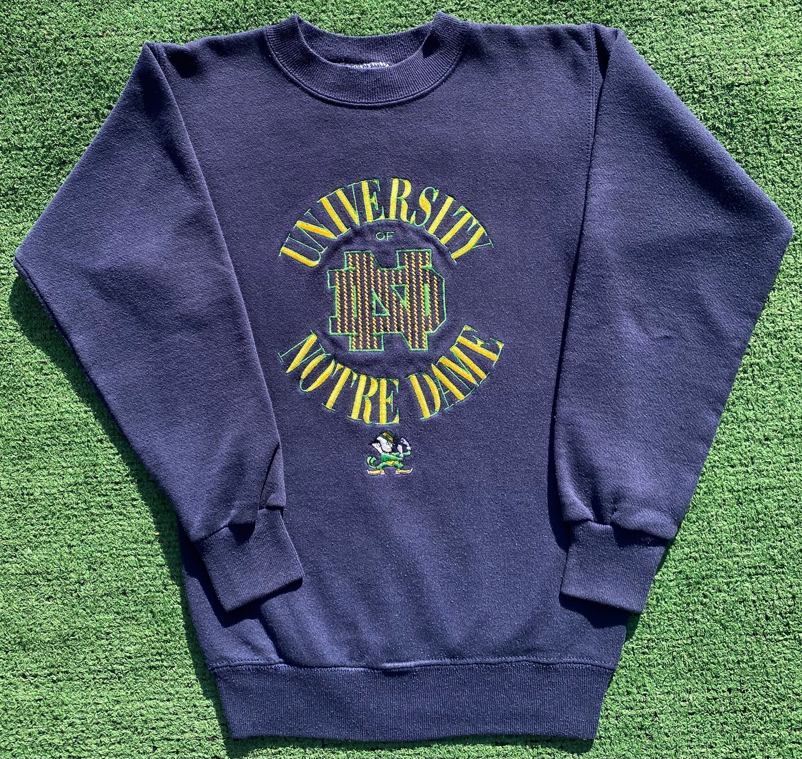 VTG 90s Notre Dame University Embroidered Sweatshirt Youth Boys