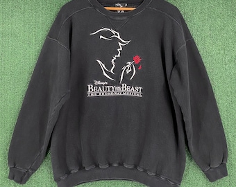 Sudadera vintage de los 90 del musical de Broadway de Disney La Bella y la Bestia, talla M para mujer.