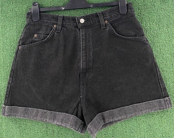 VTG Levi's 954 Orange Tab Short en jean noir à revers femme 30" taille Fabriqué aux États-Unis
