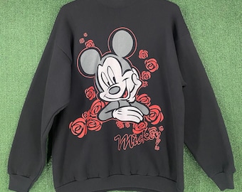 VTG 90’s Mickey Unlimited Mickey Mouse Roses Large Graphic Sweatshirt SZ Large