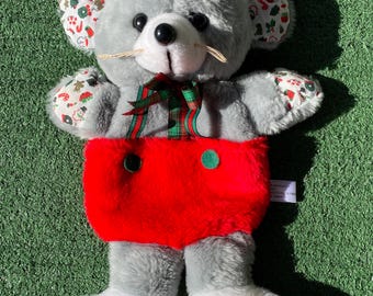 Vintage 80’s Mouse Plush Christmas Holiday Hanging Stocking