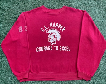 Sudadera vintage de los años 70 de Russell Athletic con etiqueta dorada, modelo C.L. Harper Mrs. Lockett, talla 2XL para mujer.