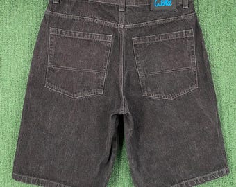 Pantalones cortos vaqueros anchos negros estilo vintage Y2K Wckd para hombre, talla 36