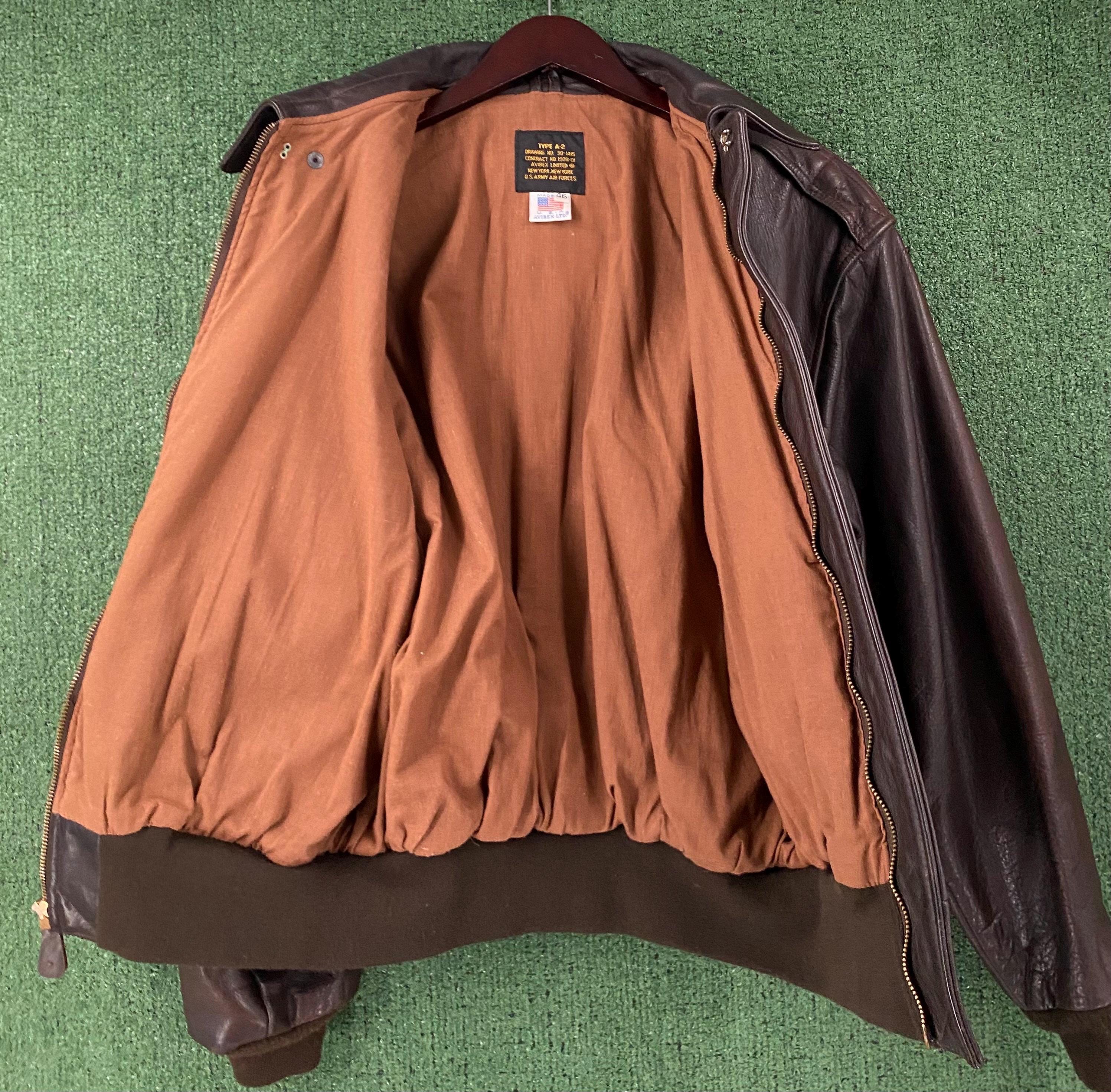 Vintage 80's Avirex Flight A-2 Leather Bomber Jacket Men's Size