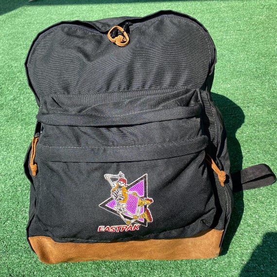 Rare Vintage 90's Eastpak Skeleton Skater Leather Bottom Black