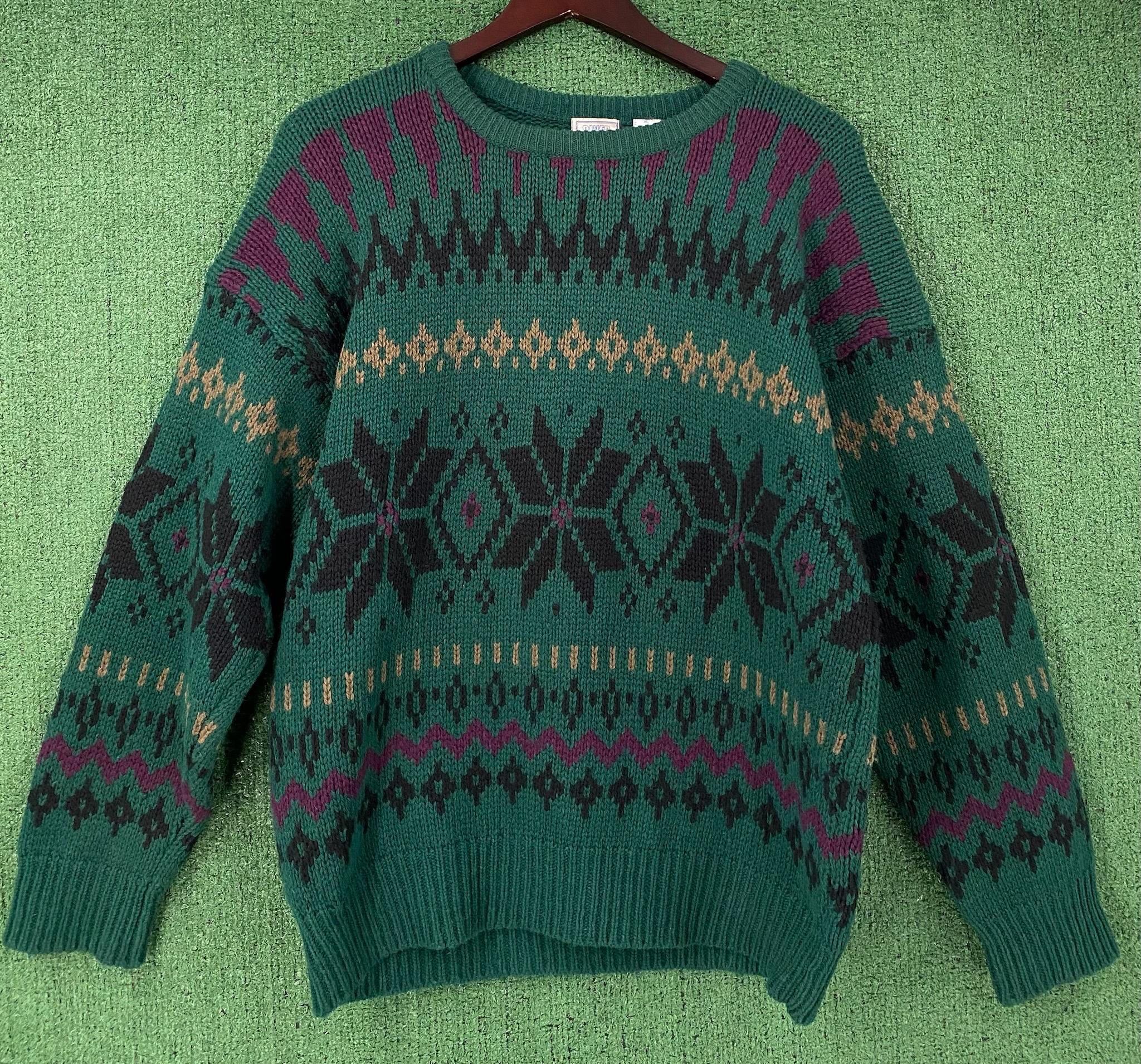 Vintage 90's River Trader Nordic Fair Isle 100% Wool Sweater Men's