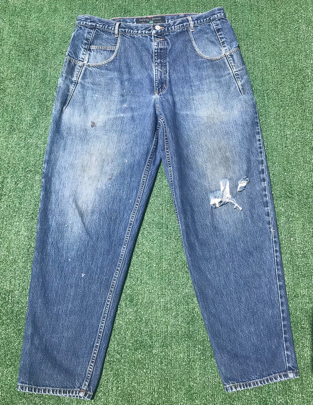 Vintage 90s Guess Pascal Distressed Loose Fit Jeans Mens Size 38X30 Etsy Australia