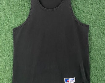 VTG 90’s Russell Athletic Distressed Faded Black Tank Top Men’s Medium USA Made