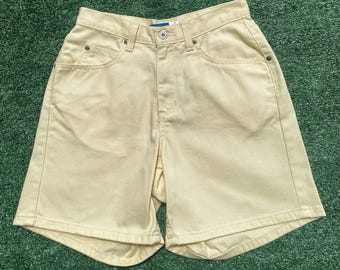 Vintage 90er Jahre Liz Claidose Gelbe Denim Jeans Shorts Jorts Damen Größe 26 ”Taille