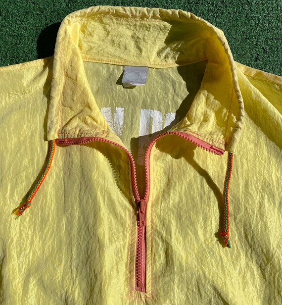 VTG 80’s Ocean Pacific 1/2 Zip Yellow Windbreaker… - image 3