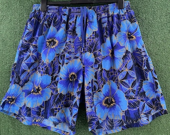 Vintage 90er Speedo Floral All Over PrintLined Badehose mit Taschen Herren XL