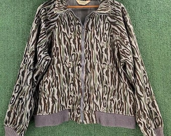 Chaqueta bomber de lana L.L. Bean con estampado de corteza de árbol, talla XL, para hombre, de los años 80, muy rara y de colección.