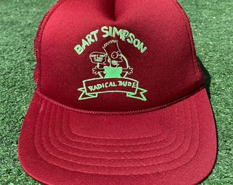Rare VTG 90’s Bart Simpson Radical Dude Glow N Dark Trucker Snapback Hat -Boys