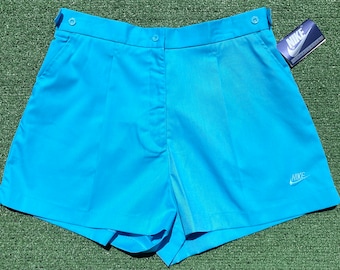 NWT VTG 80's NIKE Deadstock Spellout Swoosh Pleated Shorts Women’s Size 28 Waist