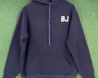 Felpa con cappuccio vintage anni '70 Russell Athletic Gold Tag BJ Stitched Navy da uomo, taglia M