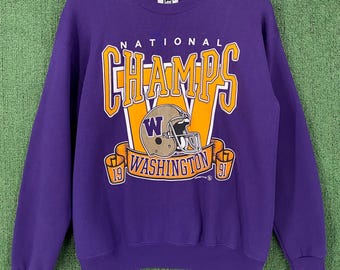 Sudadera vintage de Lee Washington Huskies, campeones nacionales de 1991, talla grande para hombre, fabricada en EE. UU.
