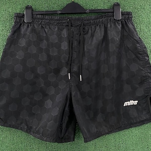 Rare Vintage 90’s Mitre Soccer Ball Pattern Black Soccer Shorts Men’s Size Large