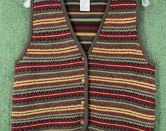VTG 90’s JH Collectibles Wool Blend Button Up Sweater Vest Womens Sz Medium