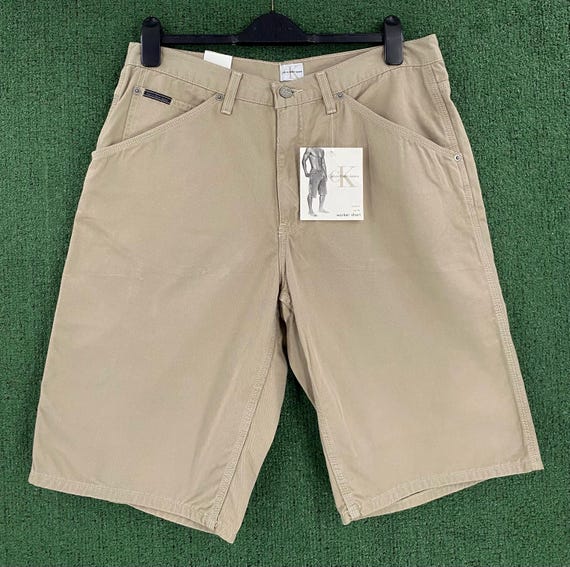 New Vintage 90's Calvin Klein Loose Fit Khaki Worker Shorts Men's