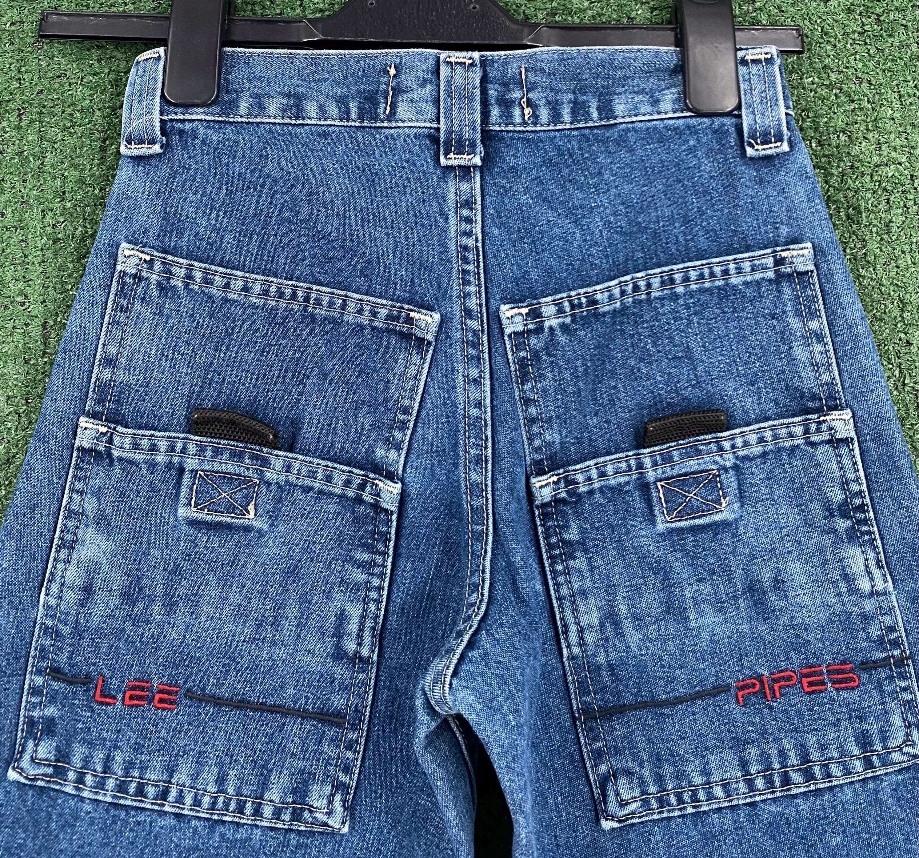 VTG 90's Lee Pipes 6 Pocket Design Baggy Skater Denim Jeans Boys