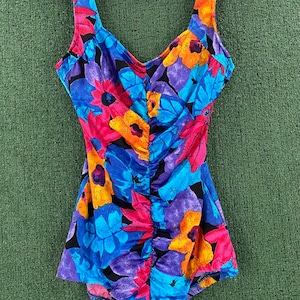 Vintage 80’s Maxine Of Hollywood Colorful Swimsuit Women’s Large USA Made
