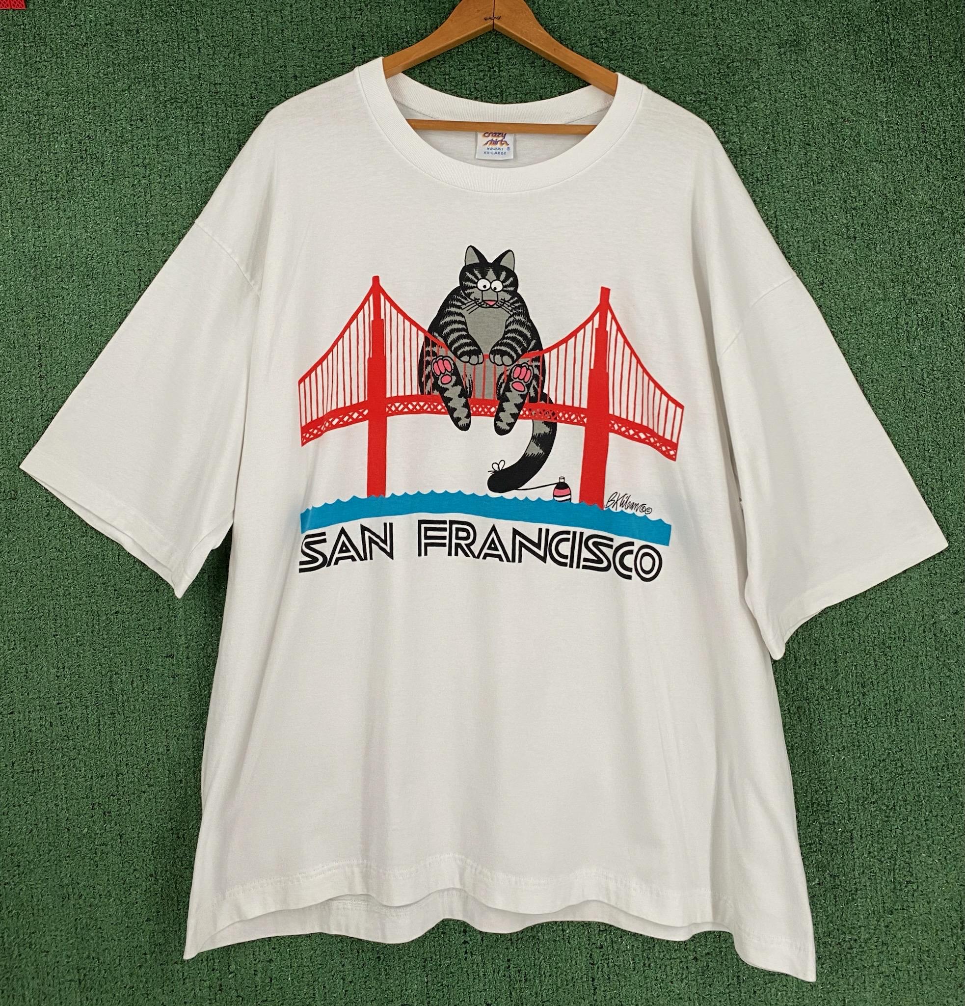 VTG 90's B. Kliban Cat San Francisco Golden Gate Double Sided T