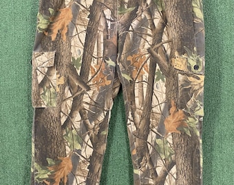 Pantaloni cargo mimetici Liberty Realtree Hardwoods Camo degli anni '90, da uomo, taglia 46"x31".