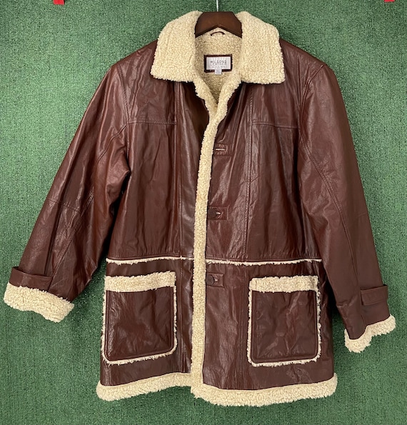 VTG Y2K Wilsons Leather M.julian Brown Oiled Leather Sherpa Lined