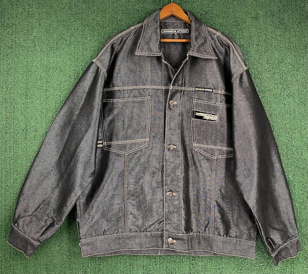 Vintage Y2K Brooklyn Xpress Denim Jean Jacket Men's Size 2XL