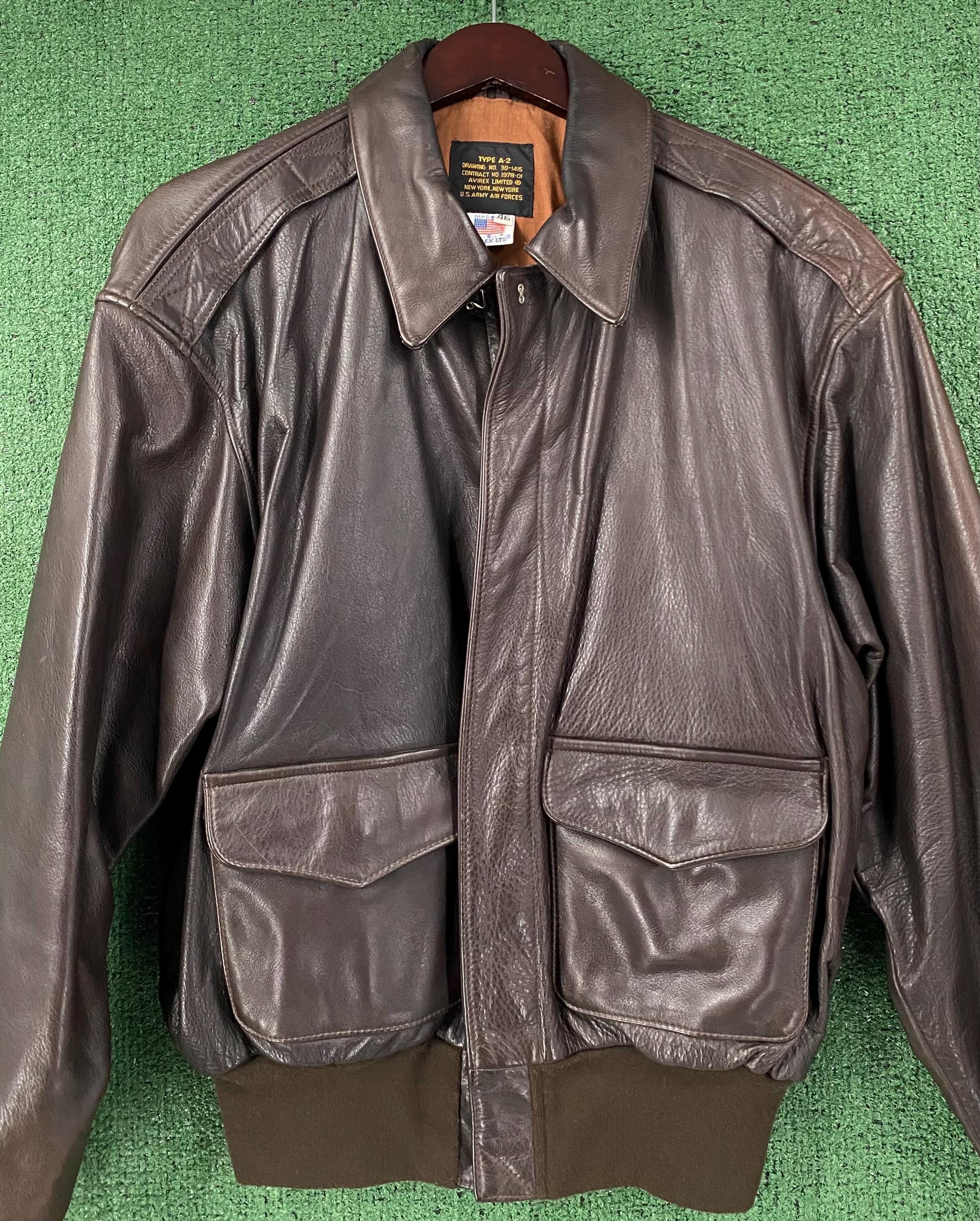 Vintage 80's Avirex Flight A-2 Leather Bomber Jacket Men's Size