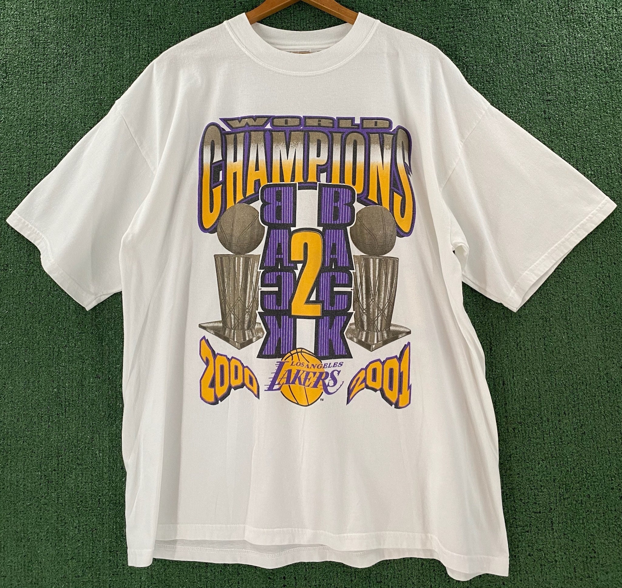 Rare Vintage LA Lakers 2000 & 2001 Nba Championship Double Rare Vintage LA Lakers 2000 & 2001 Nba Championship Double