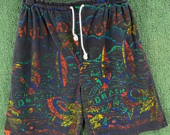 Vintage des années 80 Beach Wind Surfer Holiday Short imprimé homme taille moyenne