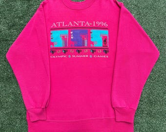 Roze kleurrijke sweater Olympische Spelen 1996 in Atlanta, damesmaat Medium