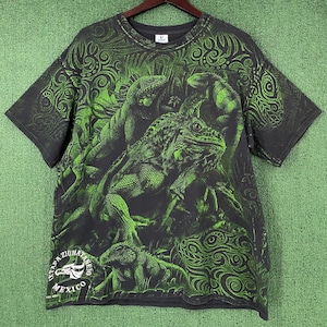 Vintage 90’s Iguana All Over Print Mexico Reptile T-shirt Mens Size XL