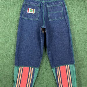 Rare Vintage 90's Cross Colours Striped Colorblock Denim Jeans