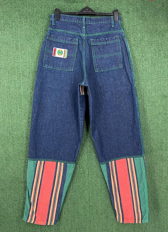 Rare Vintage 90's Cross Colours Striped Colorblock Denim Jeans