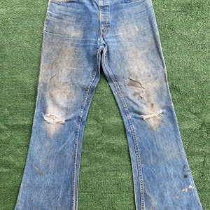 VTG 70s Levi’s Big E Orange Tab Bell Bottom Jeans Men’s 32x29 Distressed