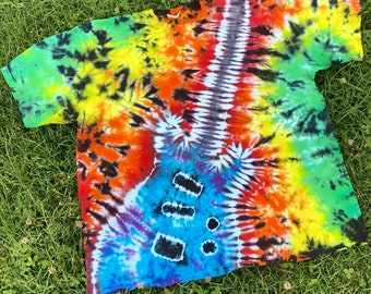 Custom Tie Dye Guitar Youth or Toddler Size Handmade T Shirt