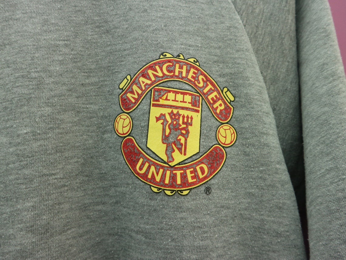 Vintage Manchester United Sweatshirt Big Logo Cew Neck Etsy