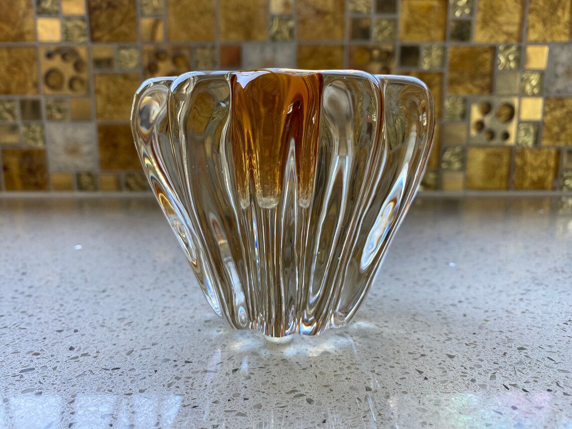 Chalet Glass Gold Candle Holder Signed Etsy