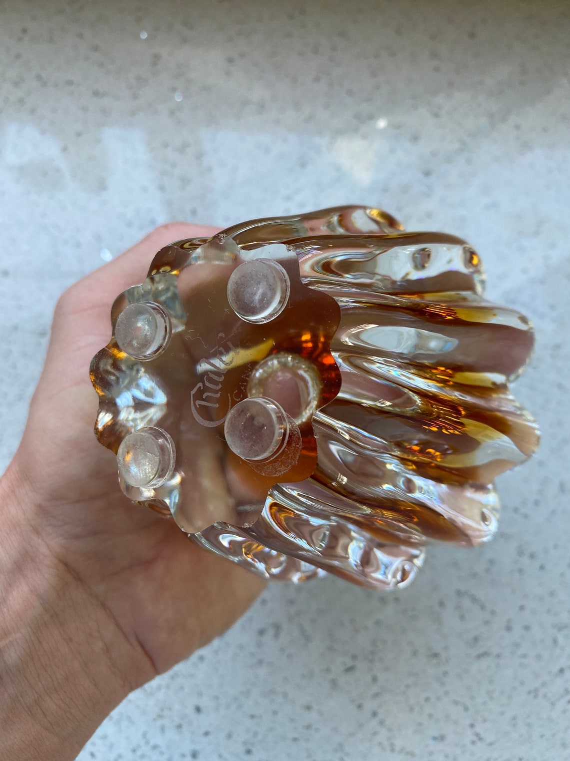 Chalet Glass Gold Candle Holder Signed Etsy