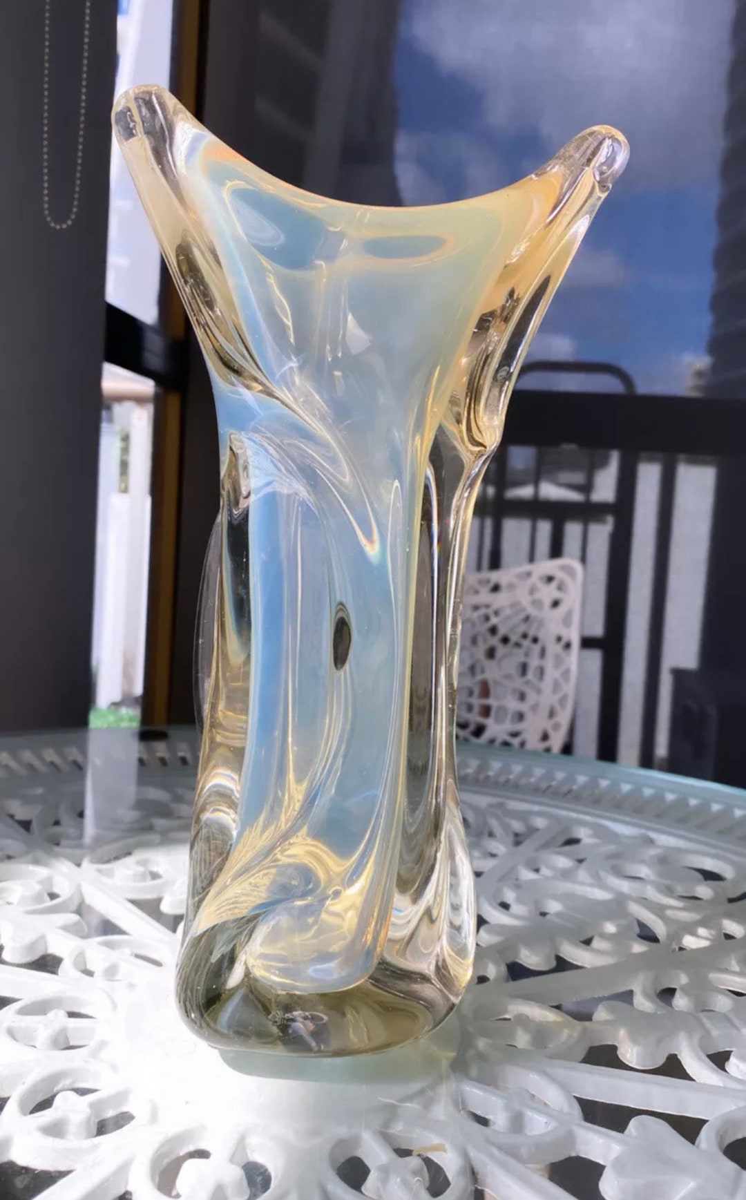 Rare Chalet Glass Vase Signed Etsy Canada