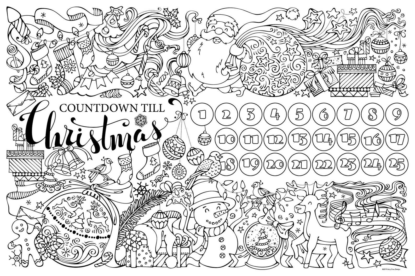 Colorable 36x24 Countdown Till Christmas Poster Etsy