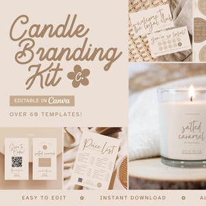 Pacote de marca de velas editável, kit de marca de velas faça você mesmo, pacote de modelos de velas, kit inicial para fabricação de velas, kit de marca para negócios de velas