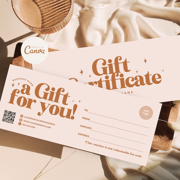 Gift Certificate Template Canva, DIY Printable Gift Voucher, Editable Gift Certificate, Modern Gift Card Design, Spa Gift Coupon - Daisy